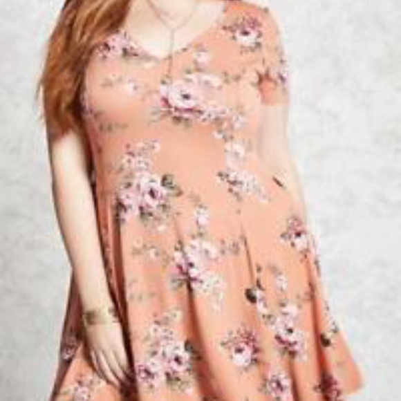 Forever 21 Dresses & Skirts - Forever 21+ floral v neck swing dress size 3X /R09